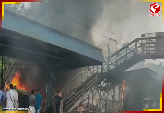 সন্তোষপুর রেল স্টেশনের কাছে ভয়াবহ আগুন, বজবজ-শিয়ালদহ শাখায় ট্রেন চলাচল ব্যাহত